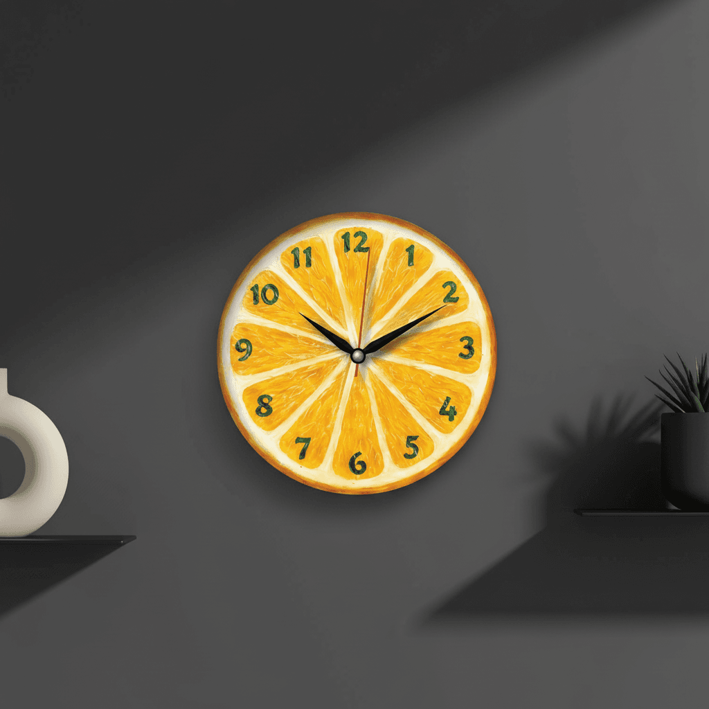 Pepperoni Pizza Novelty Analog Wall Clock styled in a room setting 4