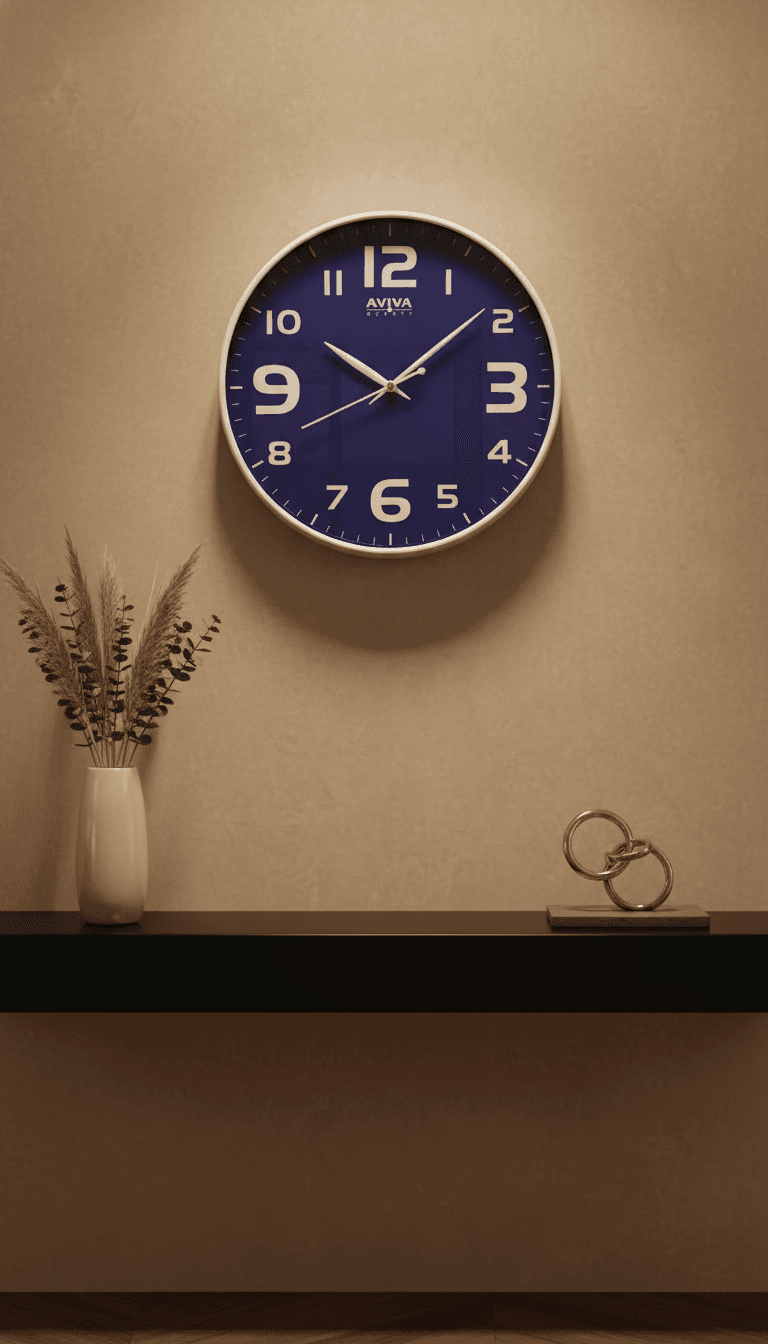Black Wall Clock styled in a room setting 2