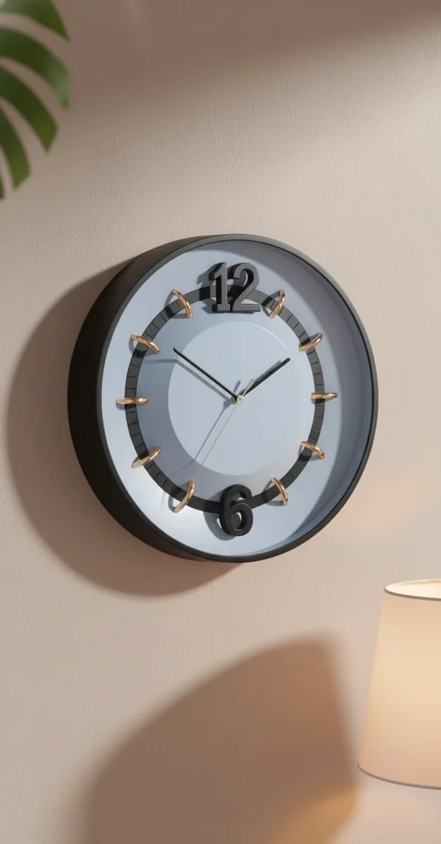 1806 Bronze Wall Clock Modern Elegance styled in a room setting 3