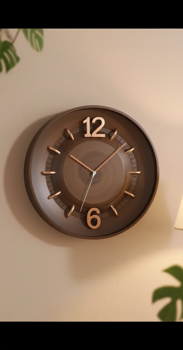 1806 Bronze Wall Clock Modern Elegance styled in a room setting 3