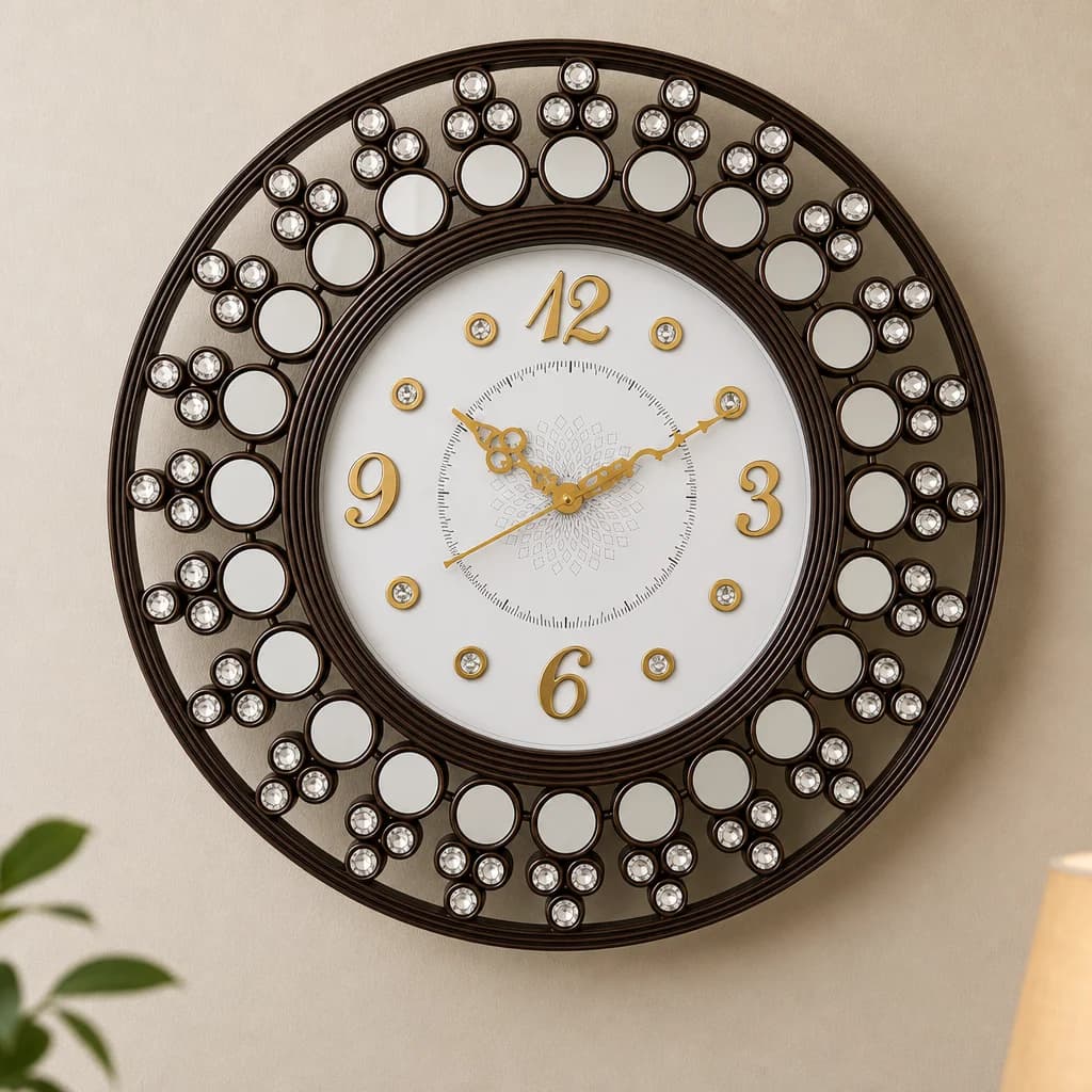 Nautical Ship Wheel Anchor Red And Black Wall Clock styled in a room setting 4