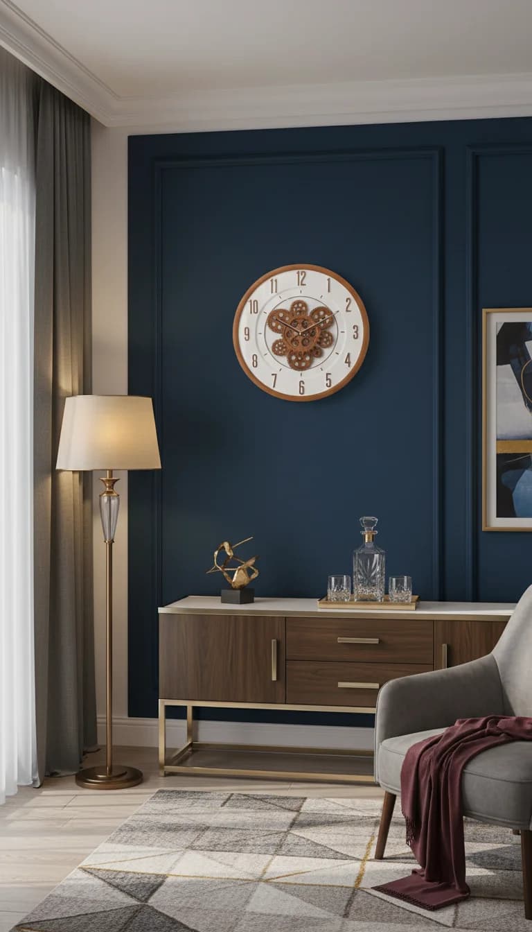 Gold Gear Wall Clock styled in a room setting 5