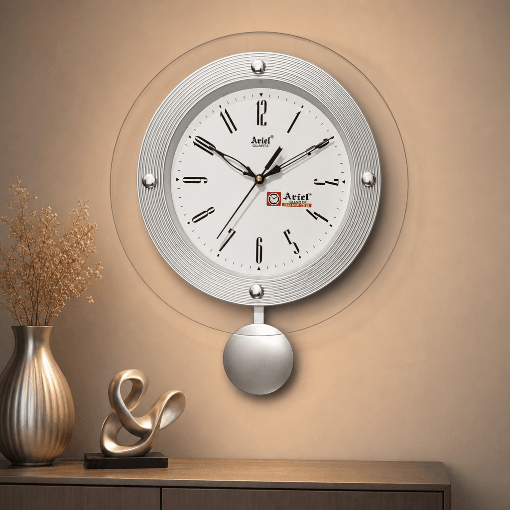 Small Wall Clock Black With Black Dial styled in a room setting 5