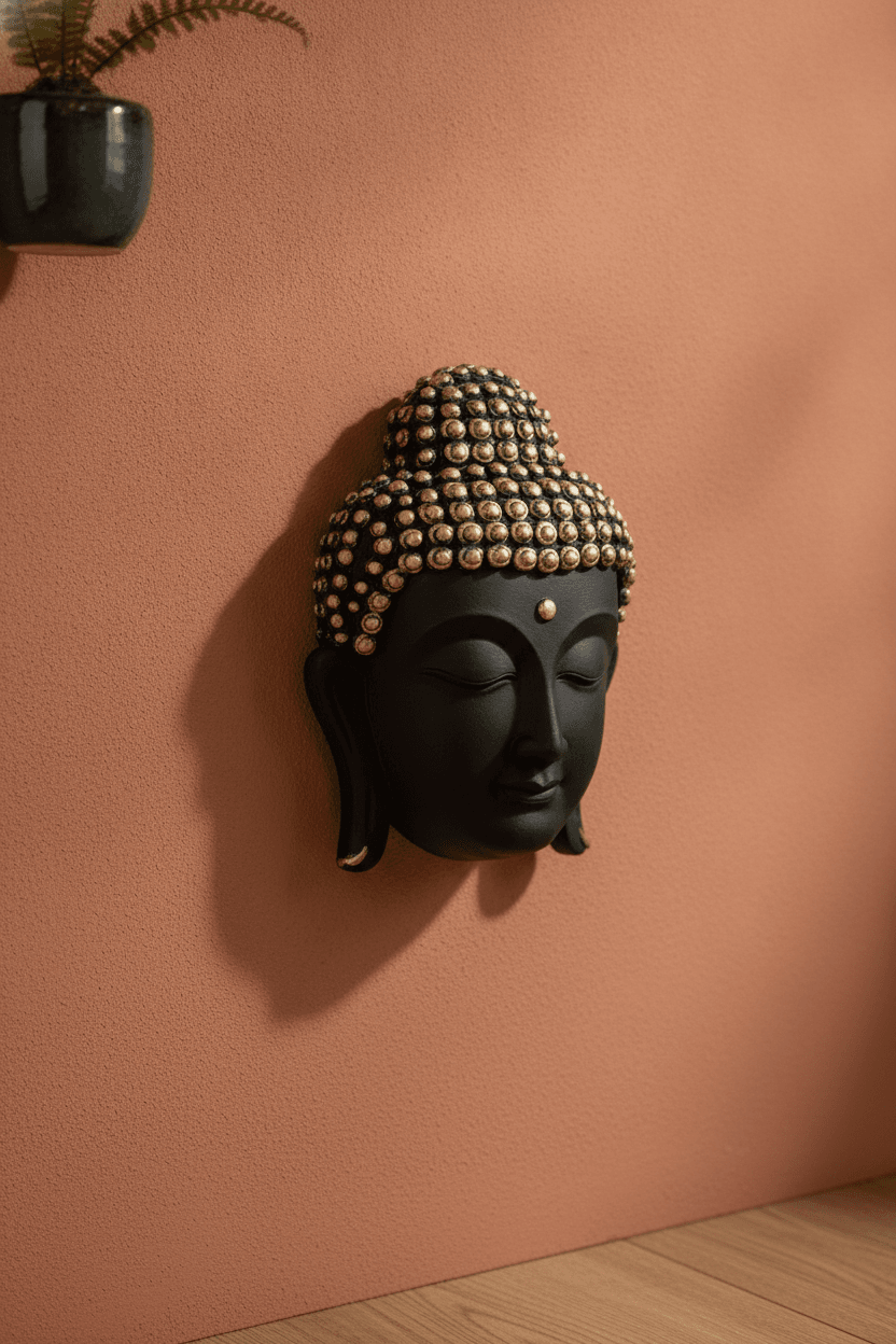 Face Wall Art Dark Wood And Gold - Premium Wall Art 22 inch
