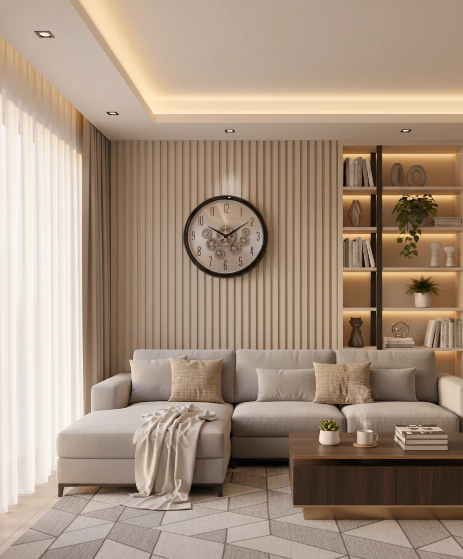 Clock Factory wall clock -gold styled in a room setting 4