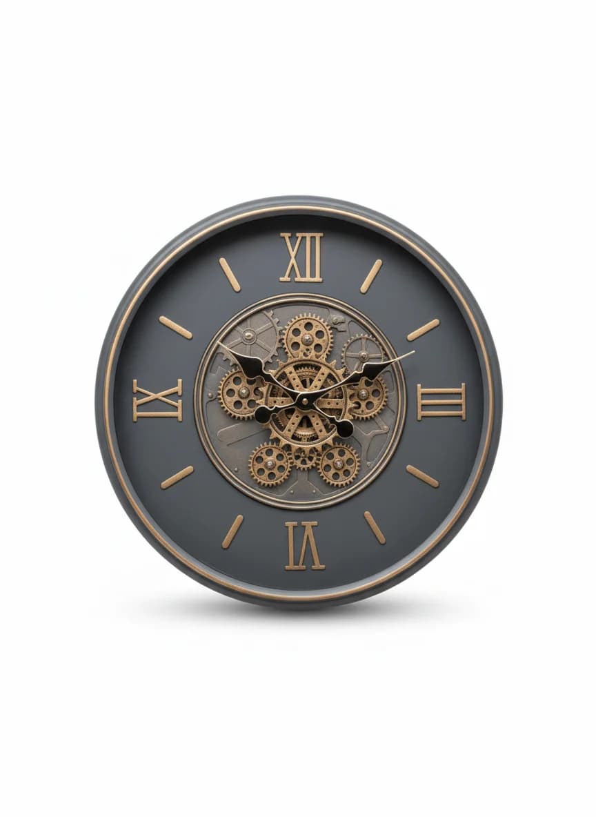 Steampunk Gear Wall Clock Dark Grey