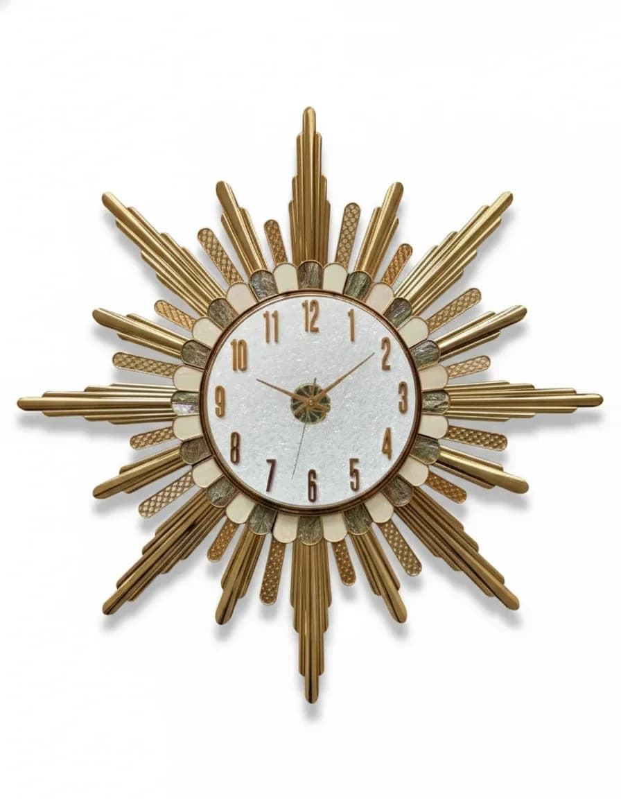Luxurious Gold Sunburst Wall Clock Elegant Decor