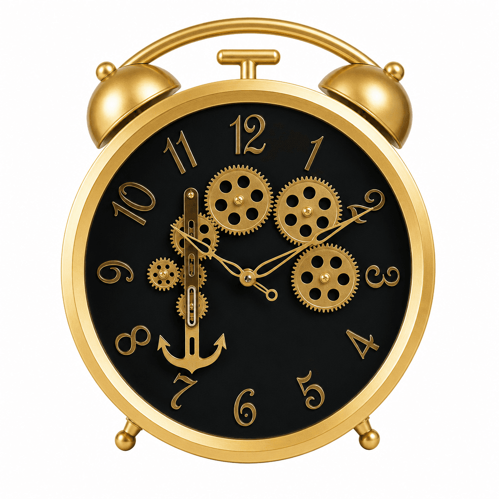 Gold Steampunk Wall Clock With Visible Gears