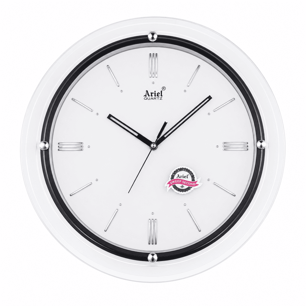 Quartz Wall Clock With Clear And Black Frame