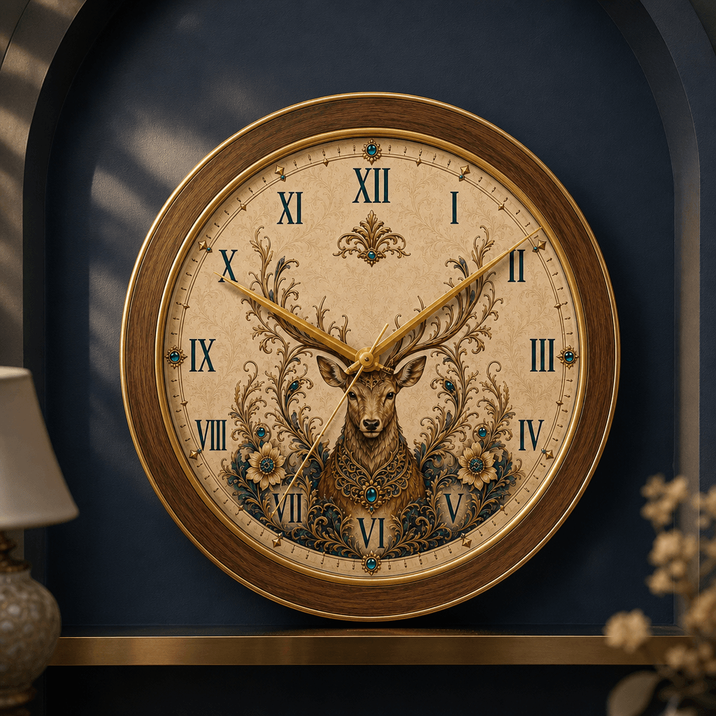 The clock Factory Majestic Deer Wall Clock - Premium Wall Clock 13 inch