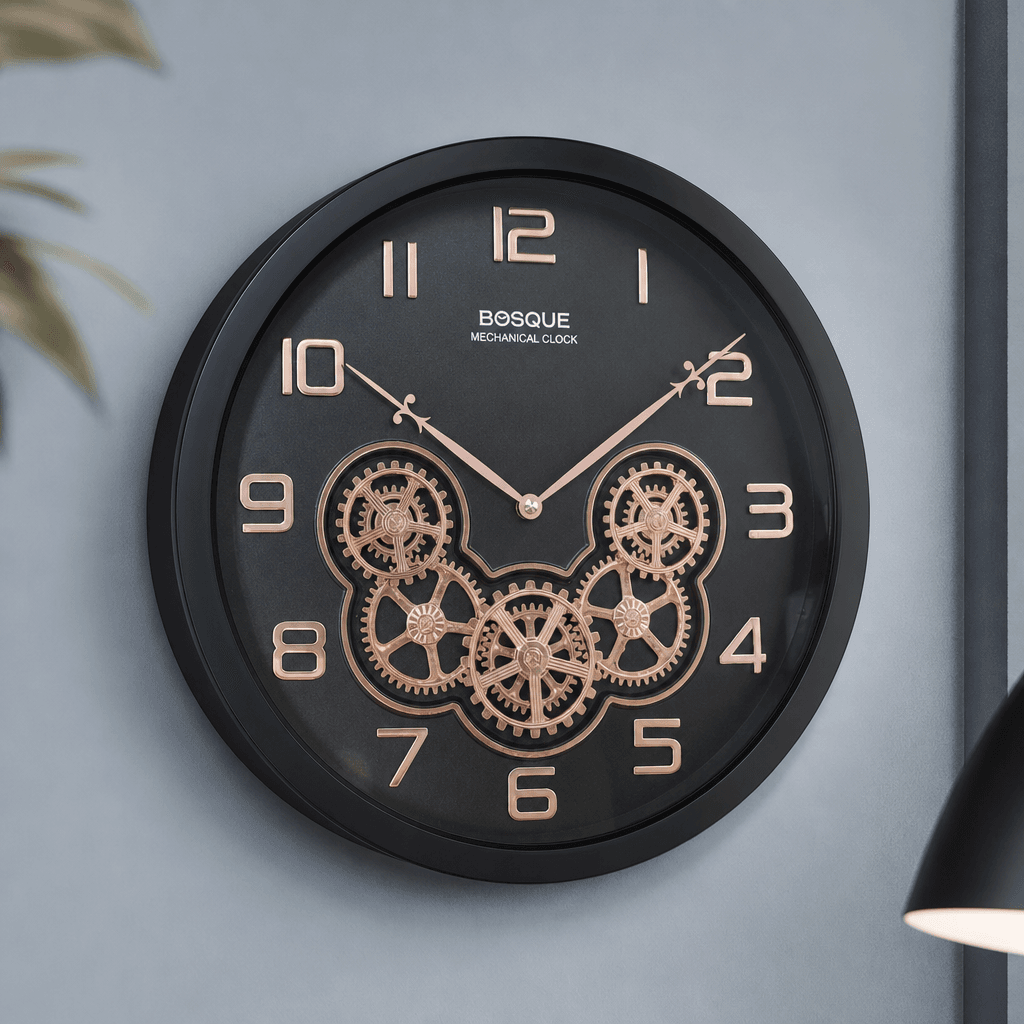 Bosque gear 08-WHITE Mechanical Wall Clock with Exposed Gears - Premium Wall Clock 14 inch