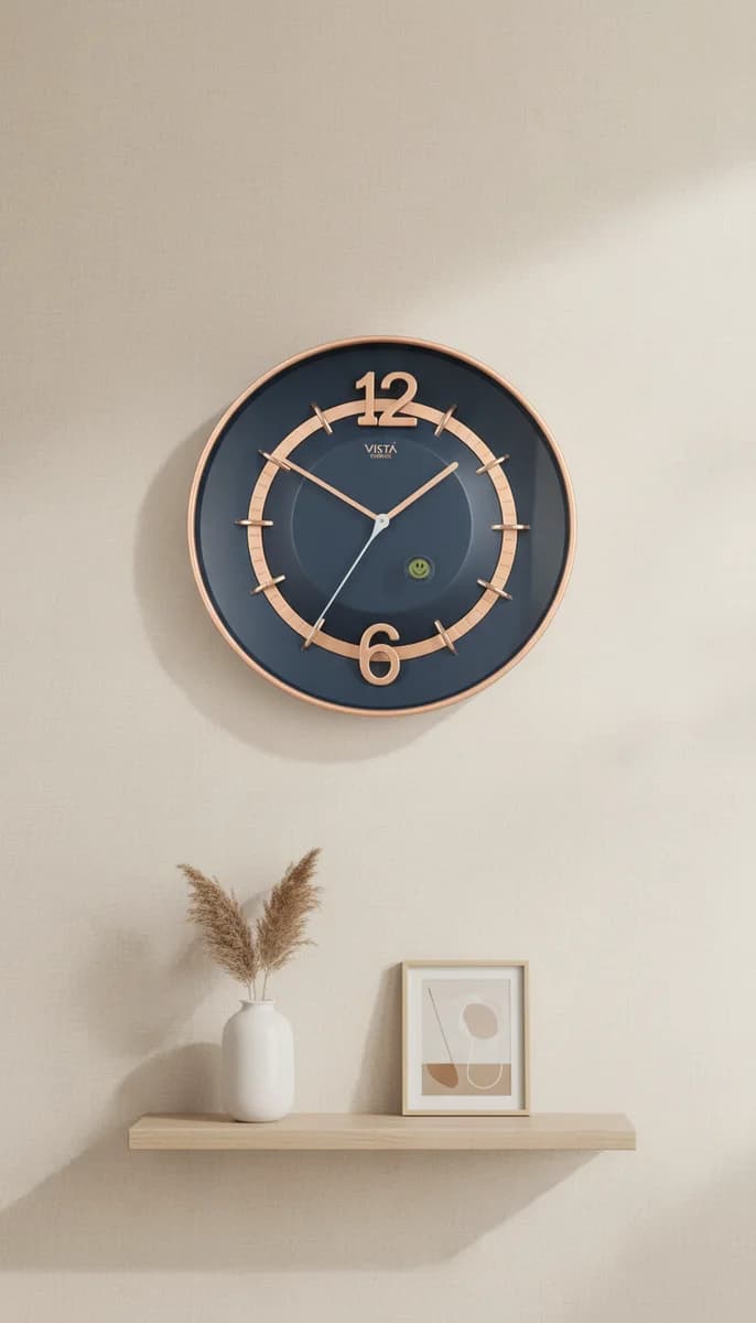 1 Bronze Wall Clock styled in a room setting 3