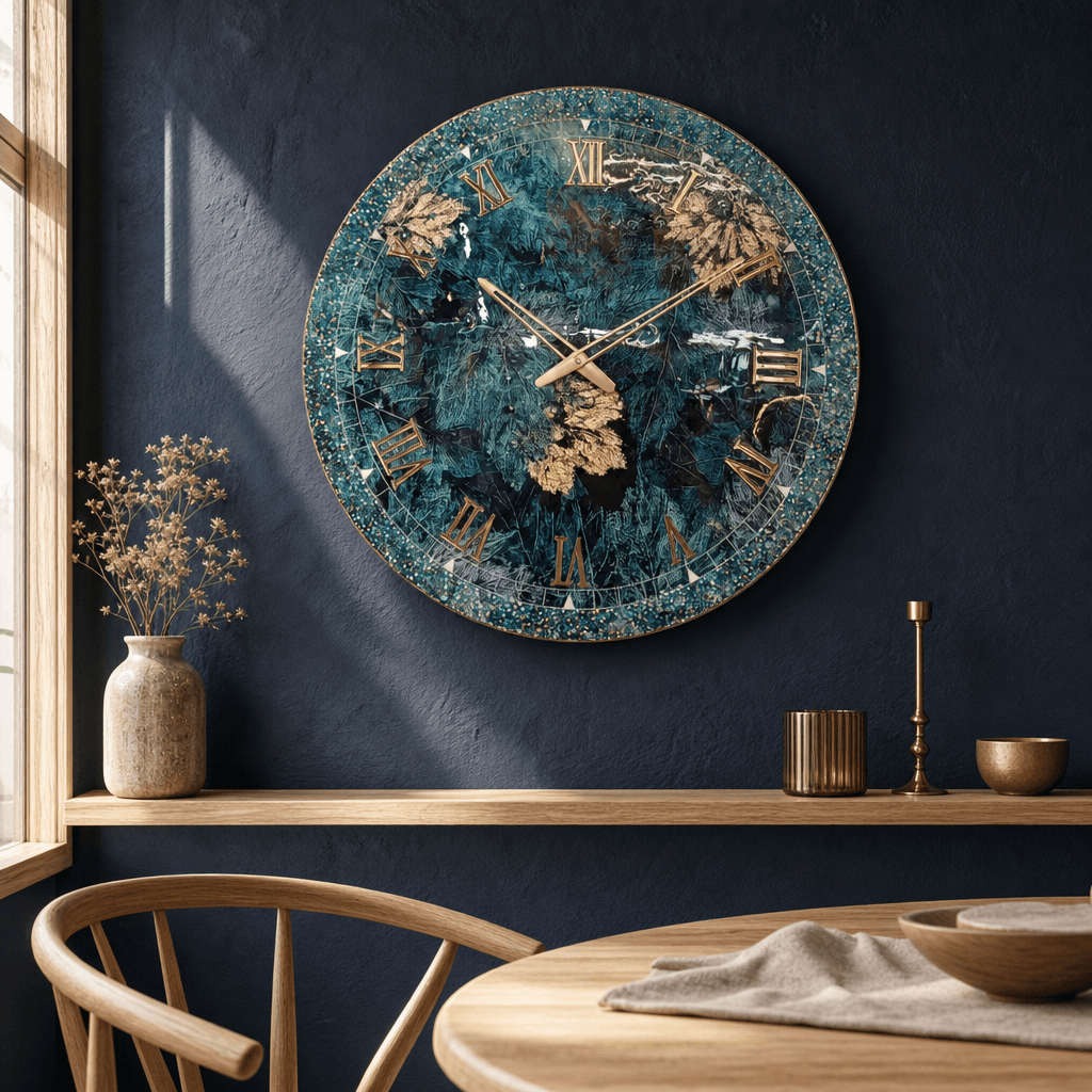 The clock Factory 24-inch Resin Wall Clock - Beach Sand & Ocean Waves Design styled in a room setting 5