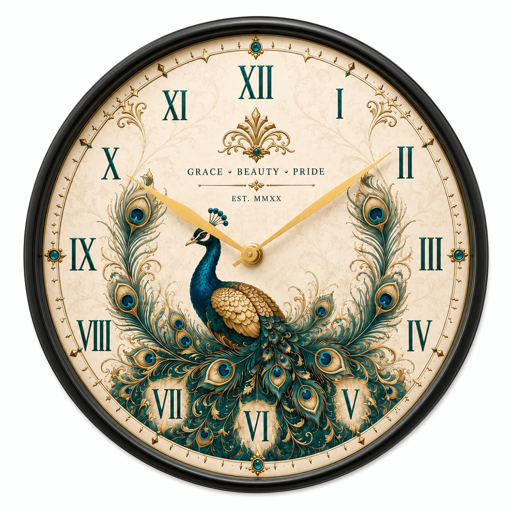 The Clock Factory Peacock Elegance Wall Clock