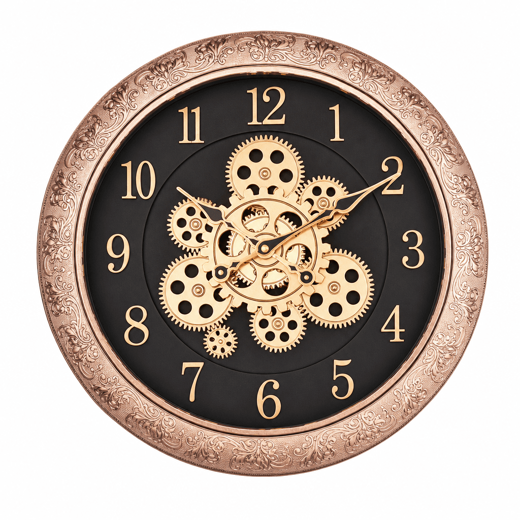Ornate Wall Clock With Visible Gears