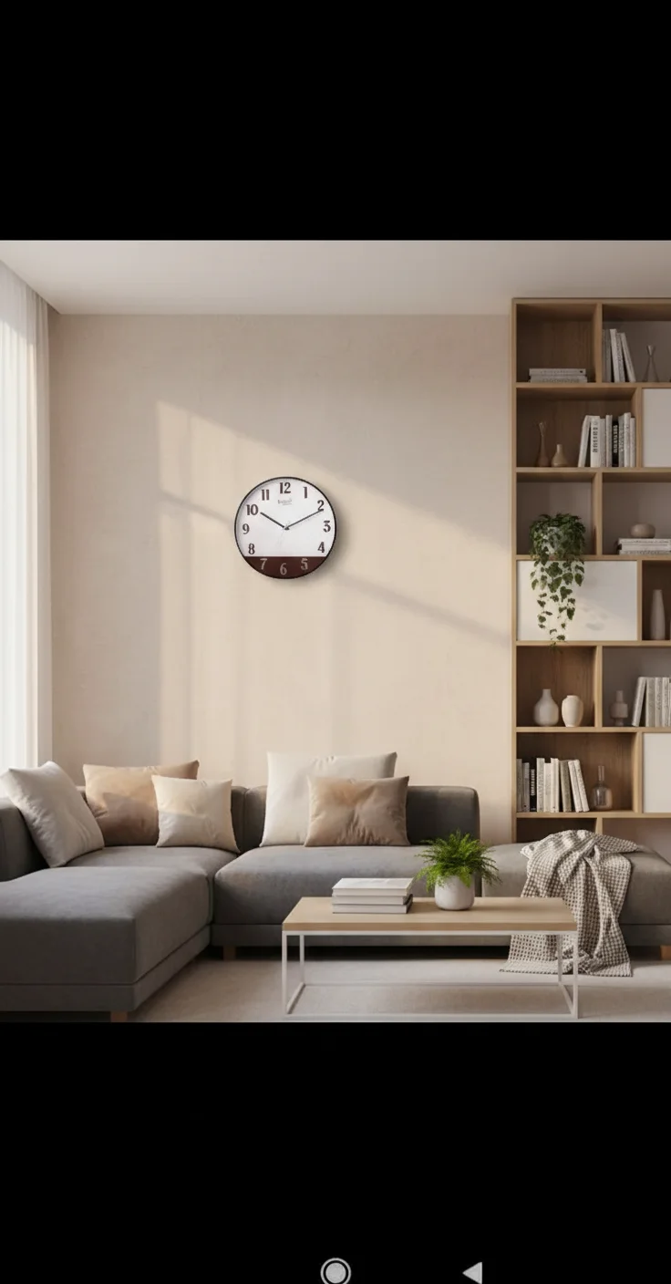 Modern Wall Clock Brown styled in a room setting 4