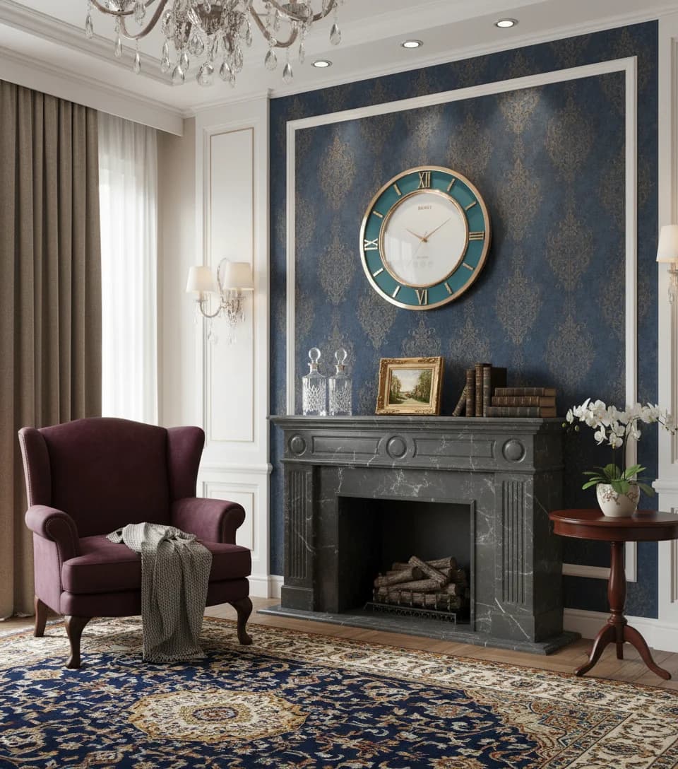 Wall Clock-rose gold styled in a room setting 2