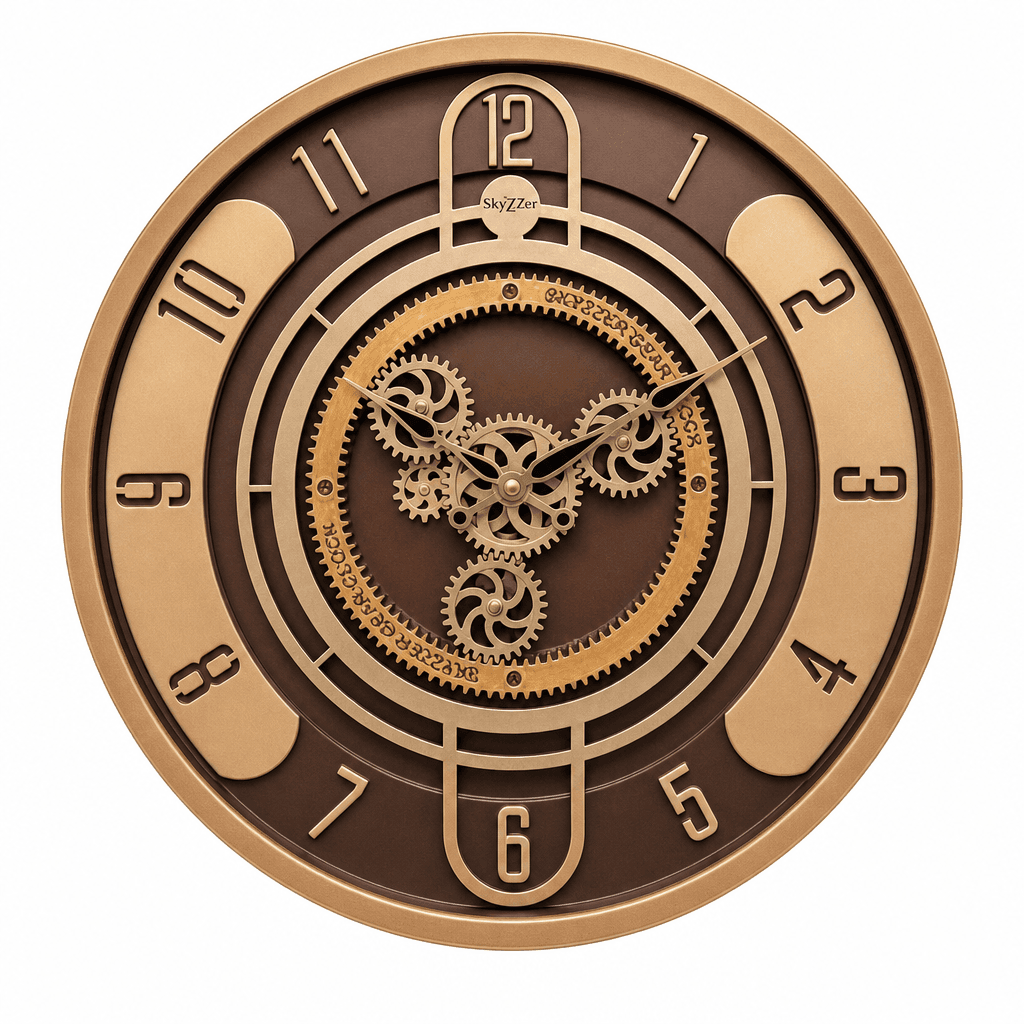 Bronze & Dark Brown Decorative Gear Wall Clock