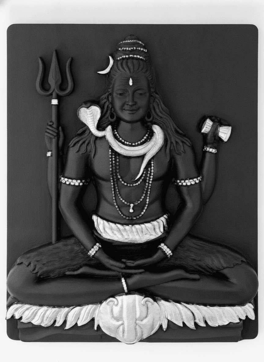 Shiv Ji Black & Silver Wall Sculpture