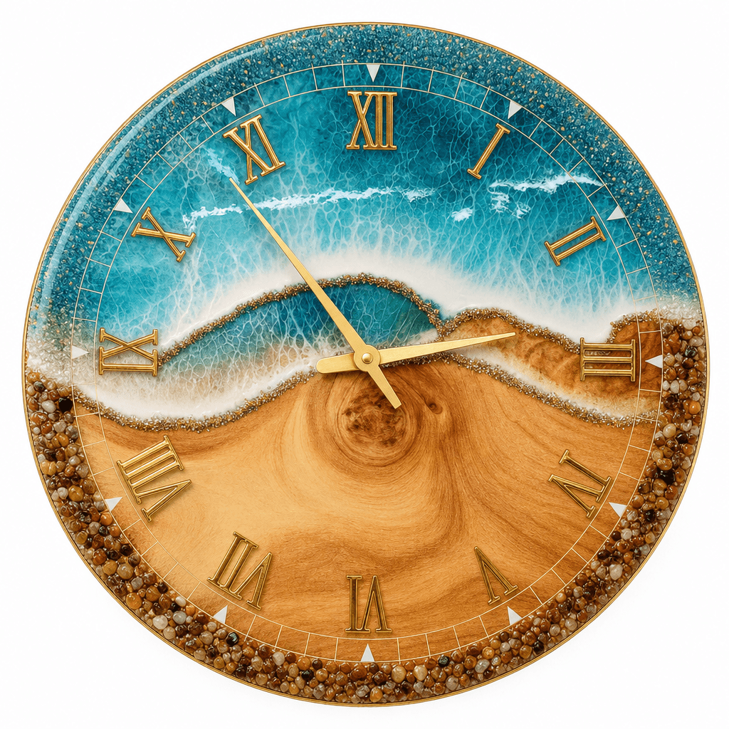 The clock Factory 24-inch Resin Wall Clock - Beach Sand & Ocean Waves Design