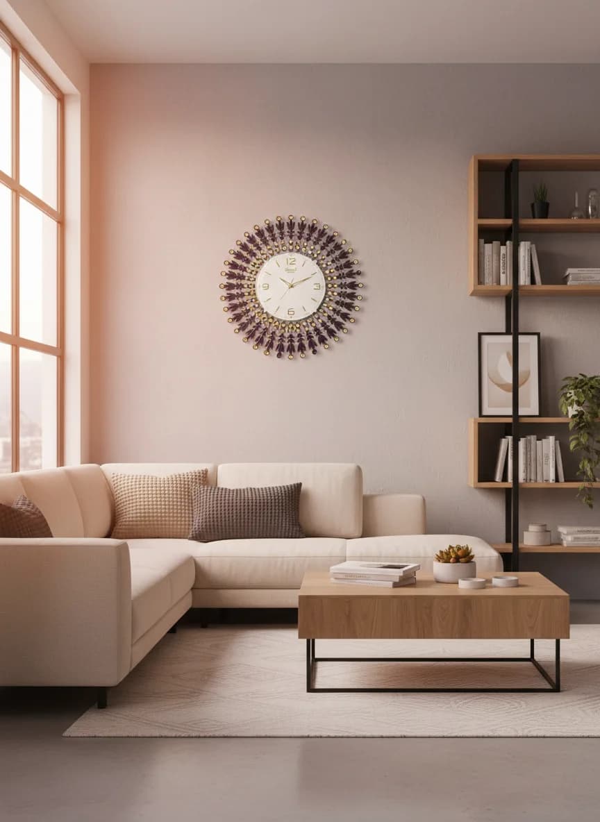 Crystal Wall Clock styled in a room setting 1