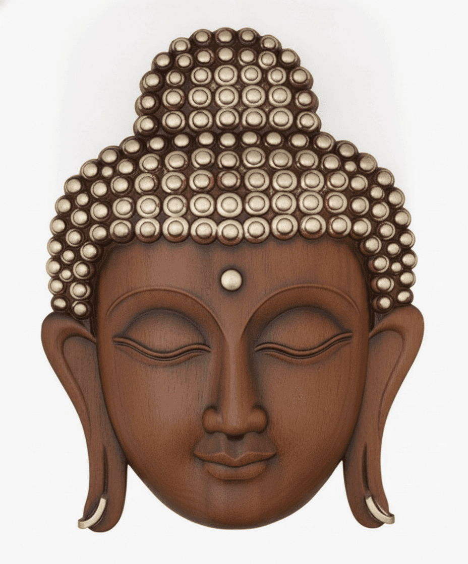 Face Wall Art Dark Wood And Gold