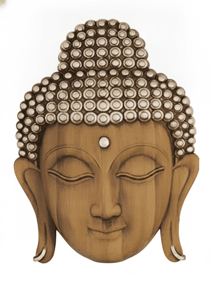 Face Wall Art Light Wood & Silver