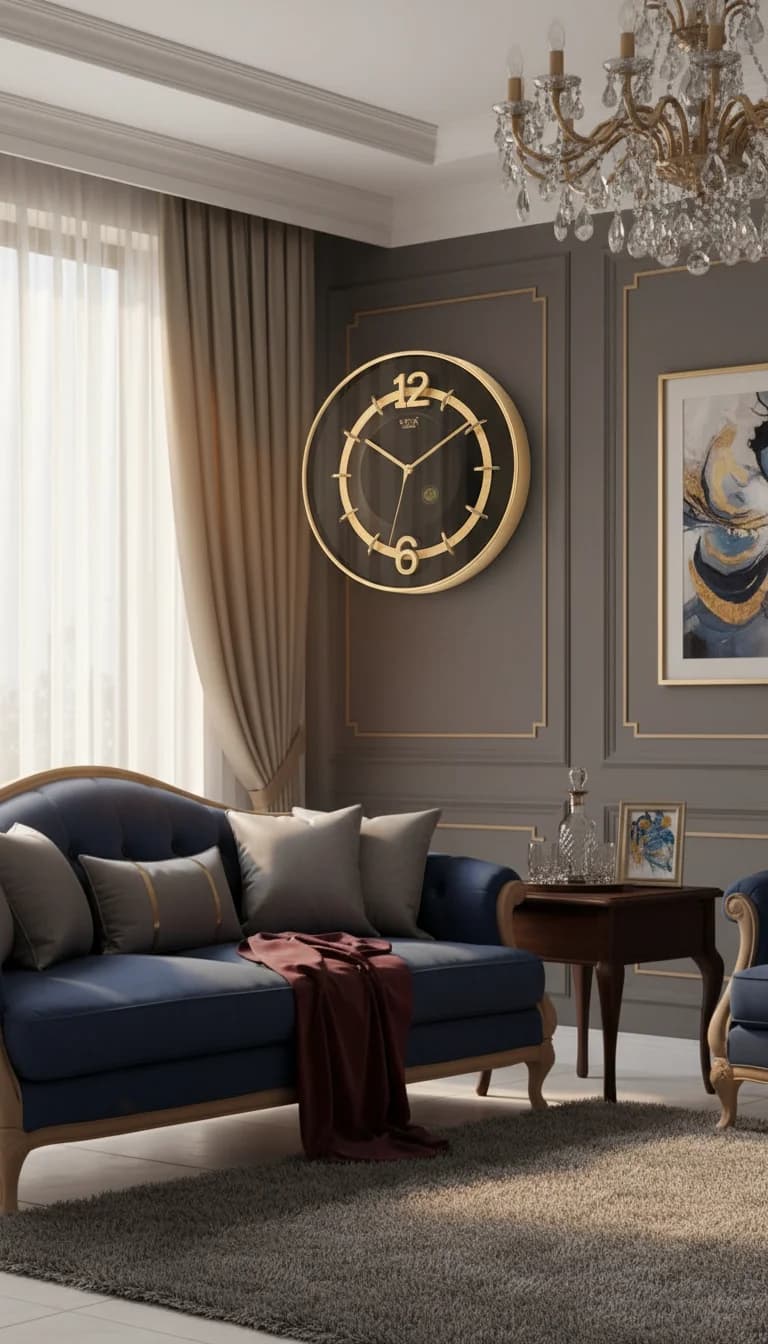 1 Bronze Wall Clock styled in a room setting 5