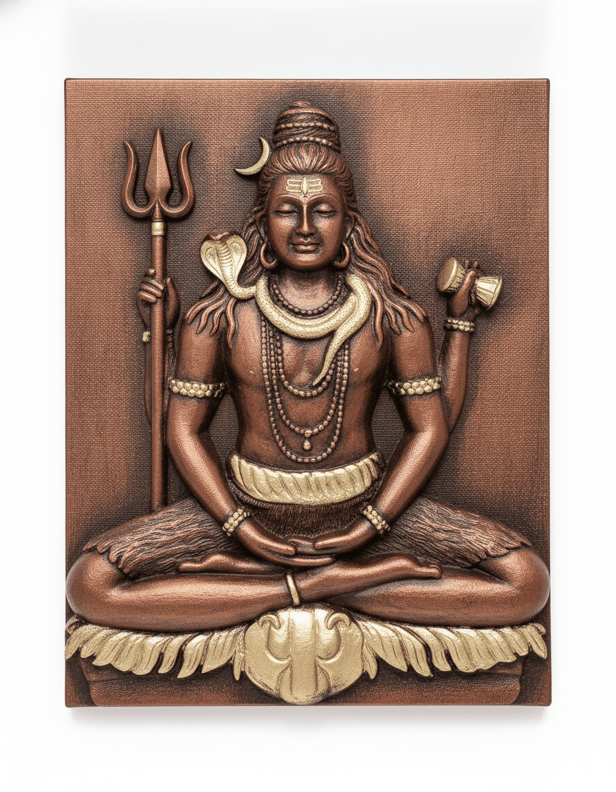 Shiv Ji Bronze Relief Wall Art