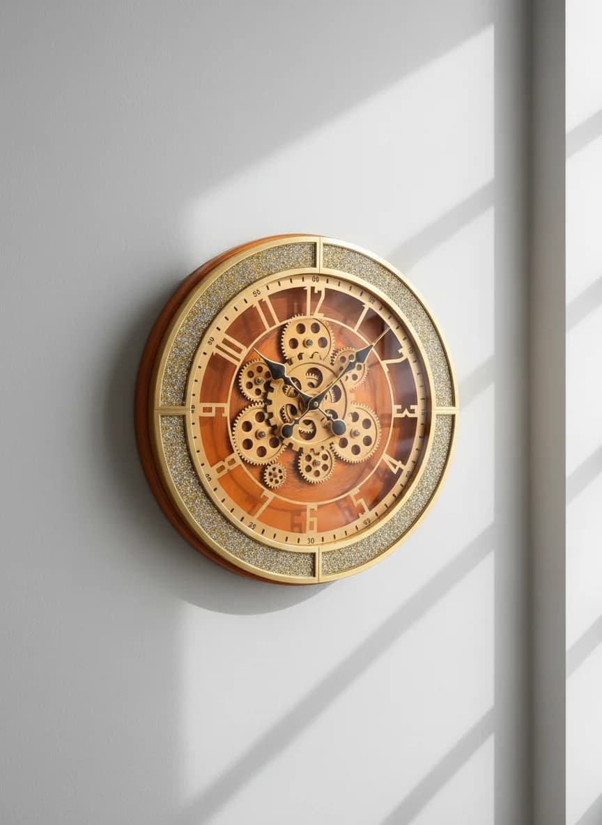 Gear Wall Clock styled in a room setting 3