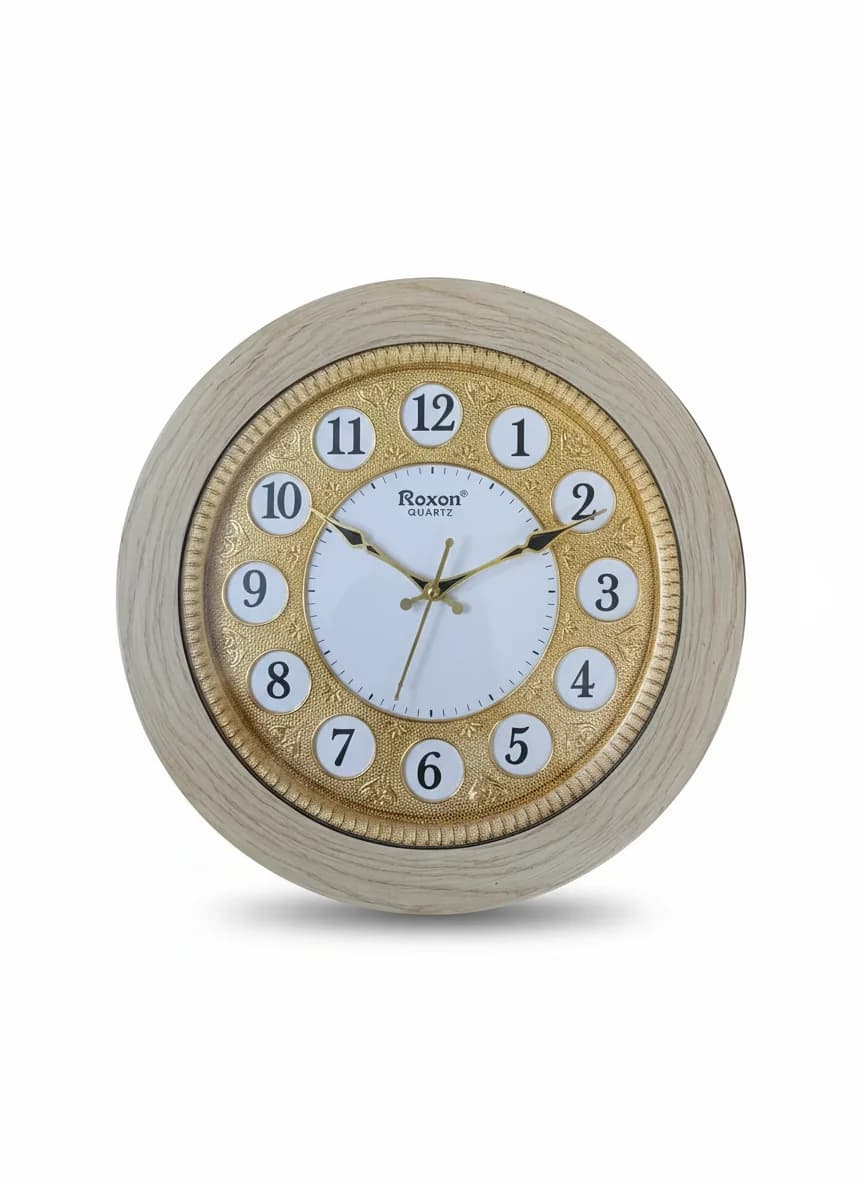 Gold & Wood Wall Clock