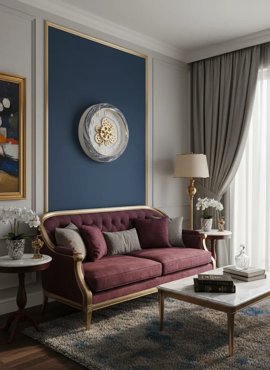 Marble Gear Wall Clock styled in a room setting 2