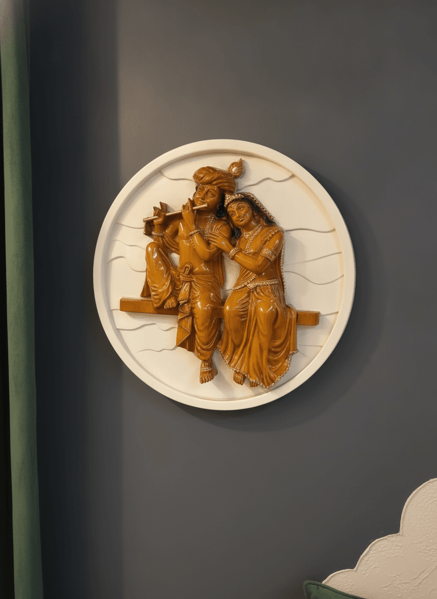 24 Inch 3D Radha Krishna Wall Art Silver And Black - Premium Wall Art 24 inch