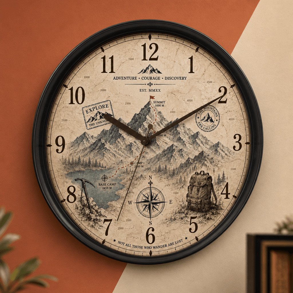 The Clock Factory 031 Mountains Wall Clock - Premium Wall Clock 13 inch