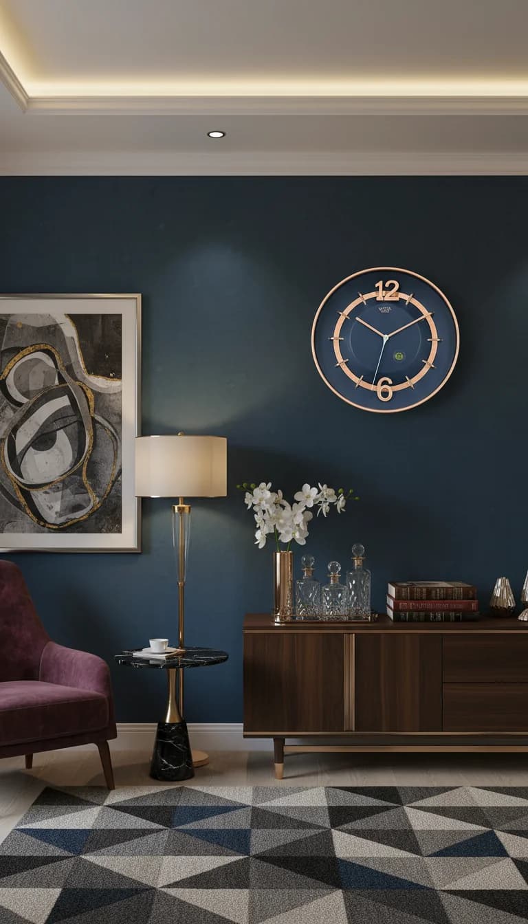 1 Bronze Wall Clock styled in a room setting 2