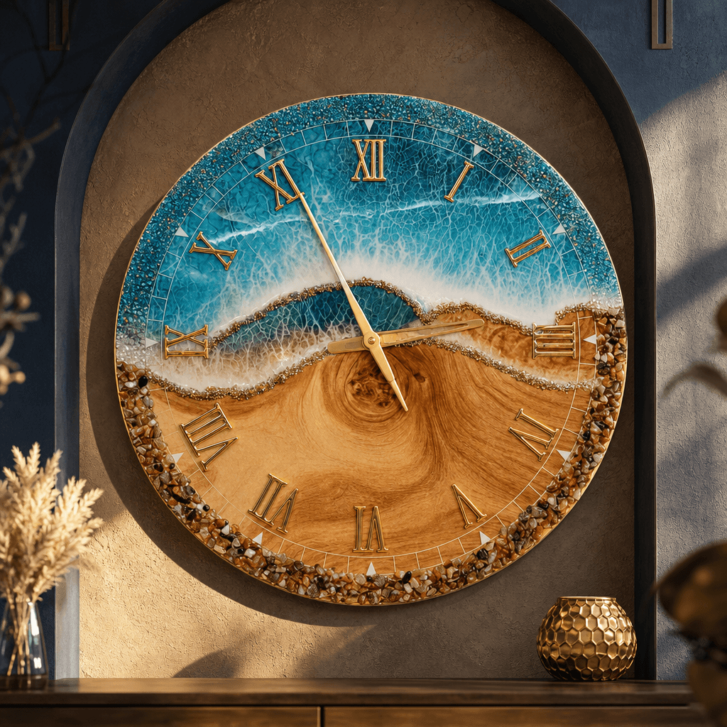 The clock Factory 24-inch Resin Wall Clock - Beach Sand & Ocean Waves Design dimensions