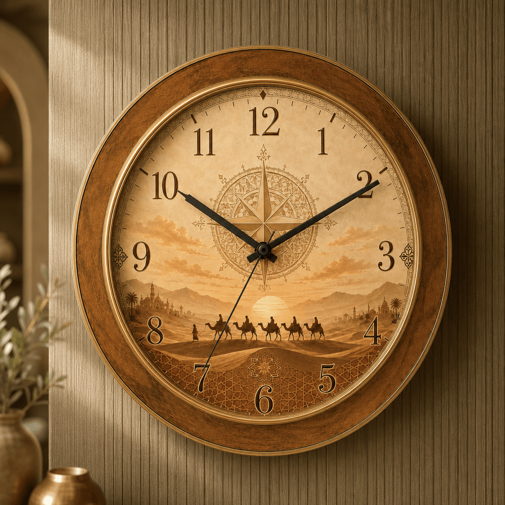 The clock Factory 'byd desert' Wall Clock - Desert Caravan Sunset on wall color