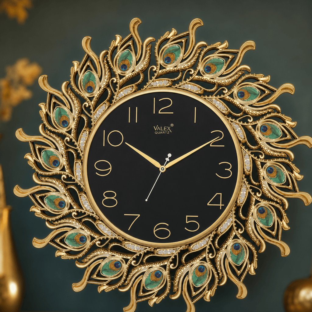 Decorative Peacock Feather Wall Clock dimensions
