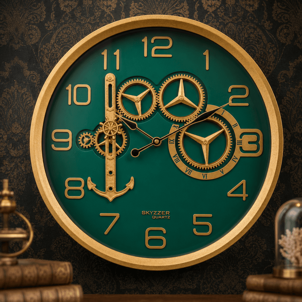 Steampunk Nautical Wall Clock on wall color