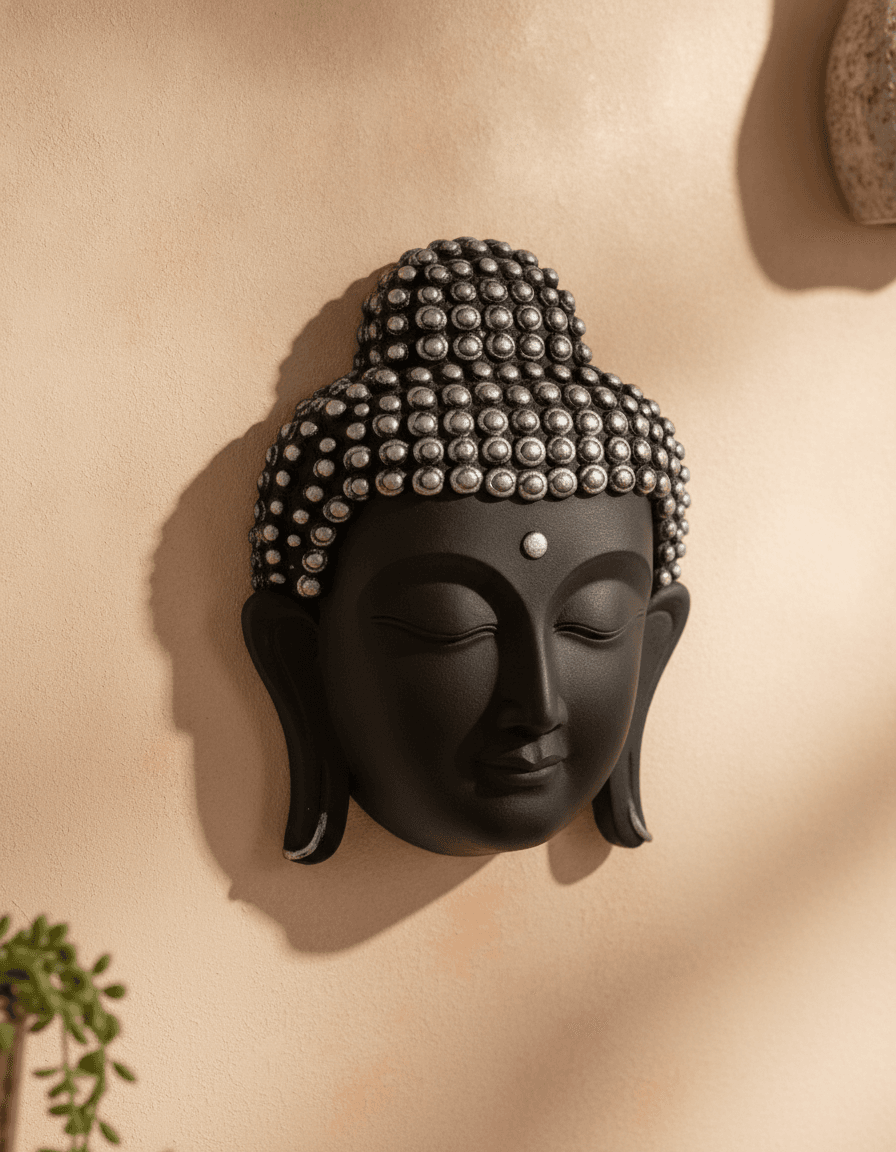 Face Wall Art Light Wood & Silver styled in a room setting 5