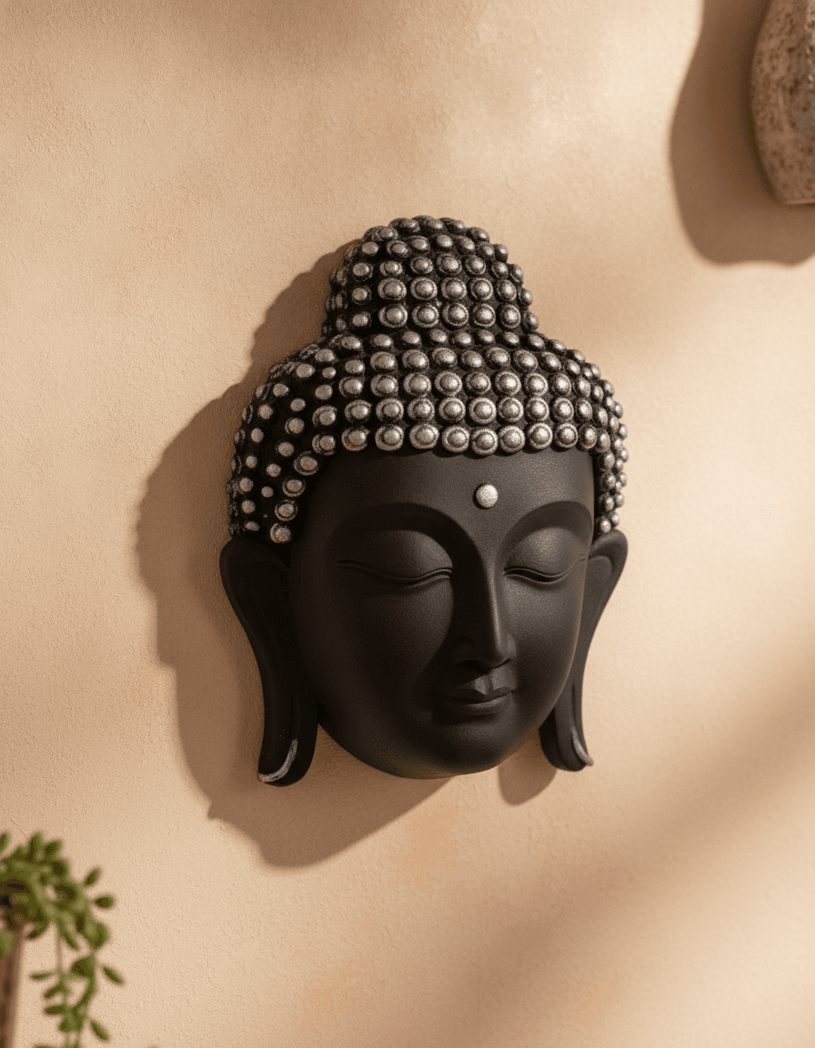 Face Wall Art Dark Wood And Gold - Premium Wall Art 22 inch