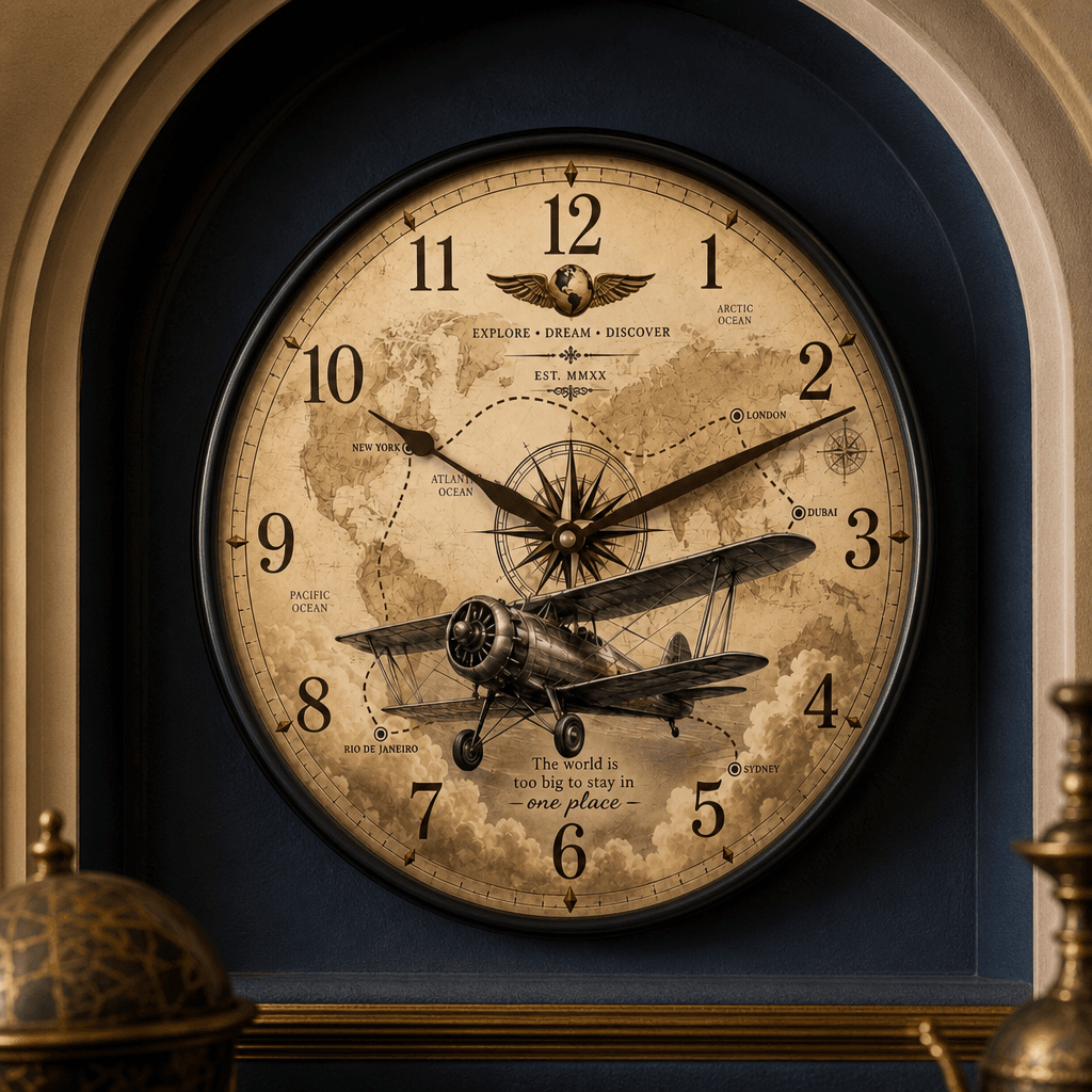 The clock Factory 031 Vintage Airplane Wall Clock - Premium Wall Clock 13 inch