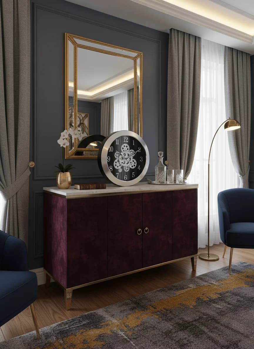 Marble Gear Wall Clock styled in a room setting 2