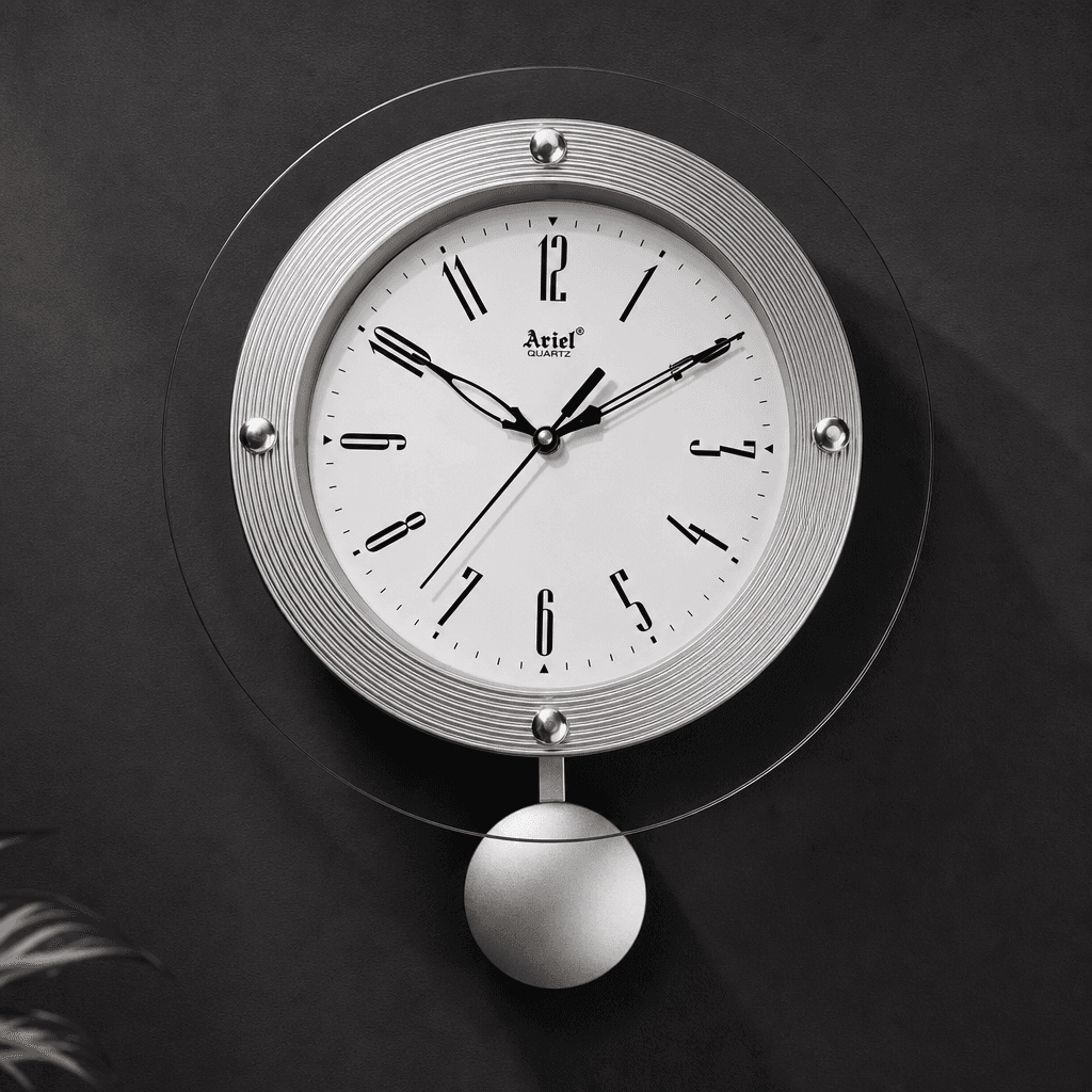 Small Wall Clock Black With Black Dial styled in a room setting 4