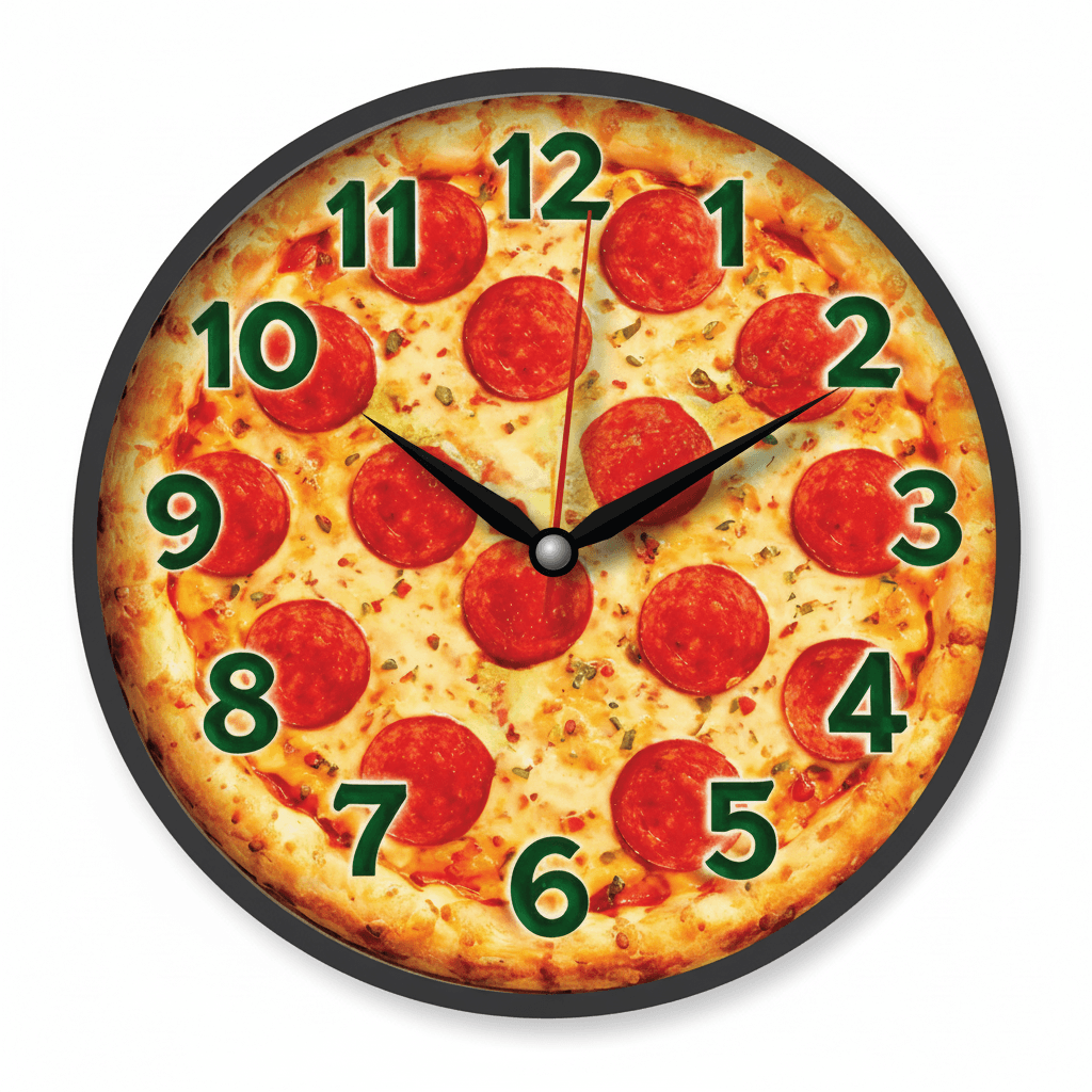 Pepperoni Pizza Novelty Analog Wall Clock