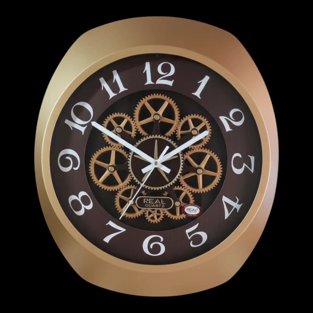 Gold Gear Wall Clock Elegant Home Decor