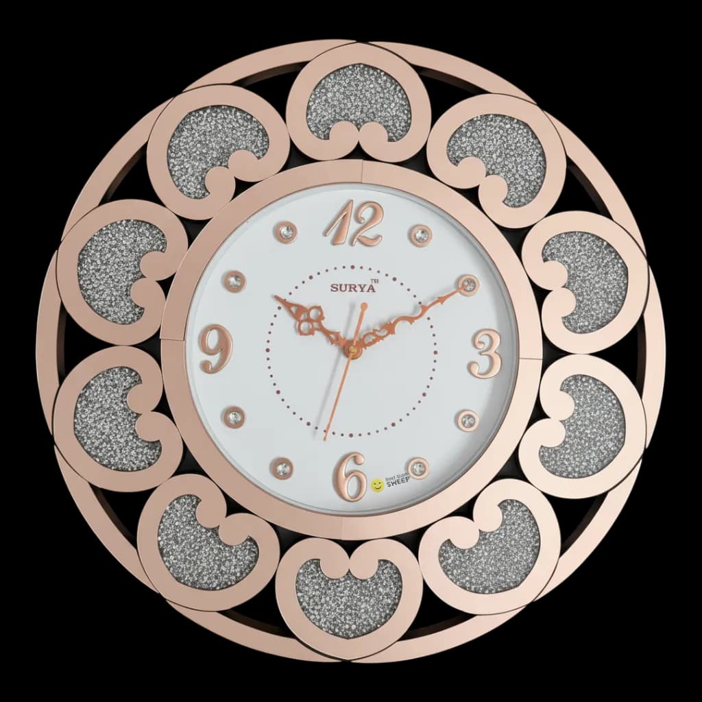 Rose Gold Sparkle Wall Clock Surya on wall color
