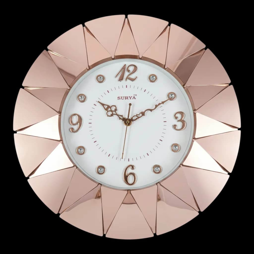 Rose Gold Sunburst Wall Clock on wall color