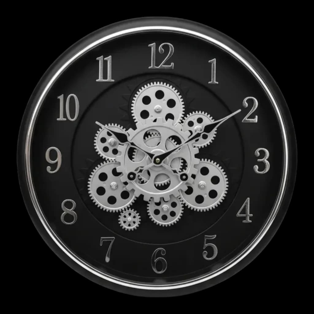 Gear Wall Clock Black