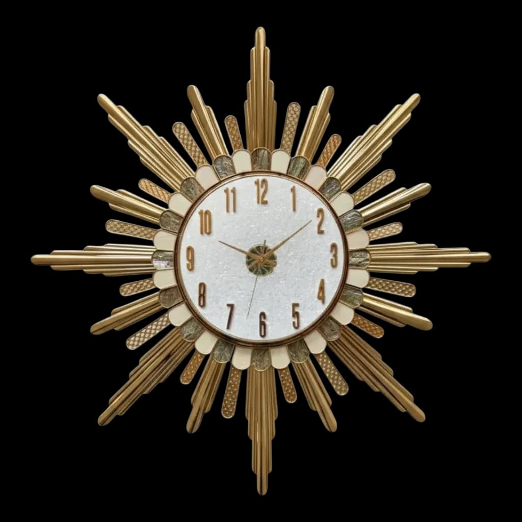 Luxurious Gold Sunburst Wall Clock Elegant Decor